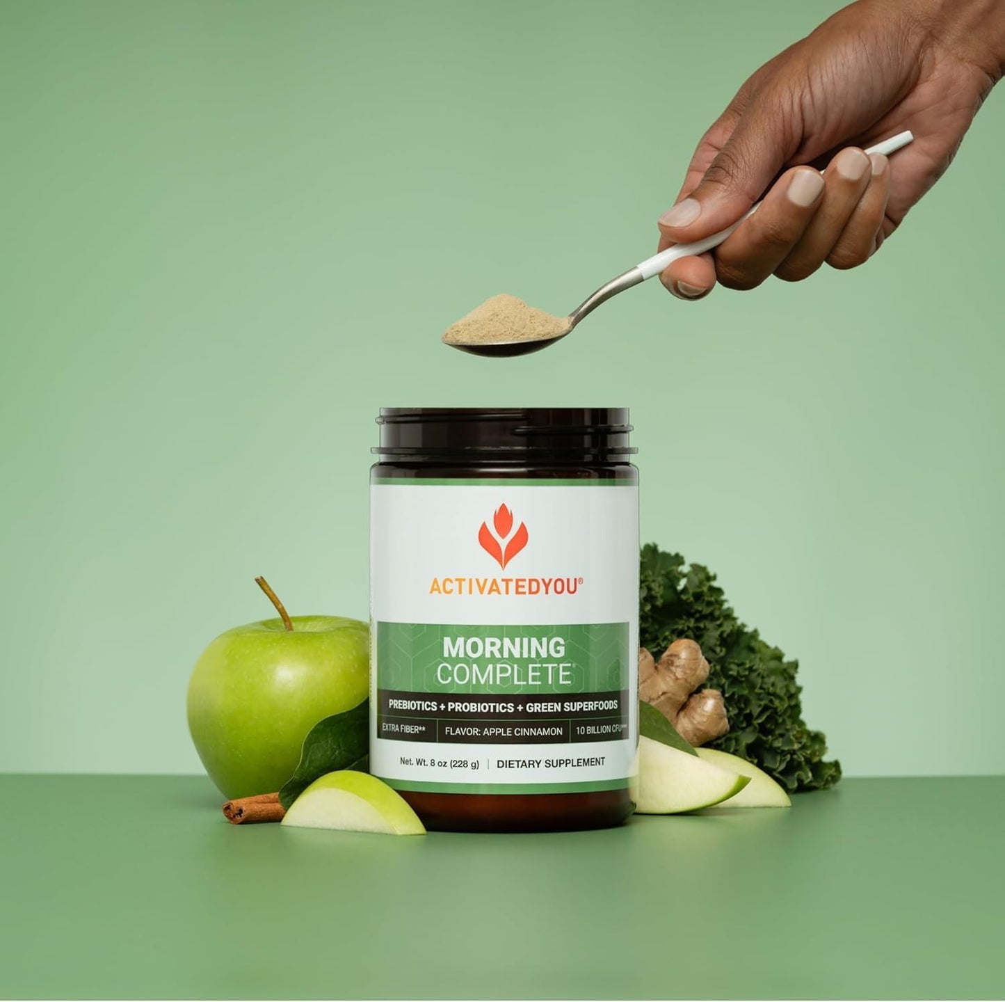 ACTIVATEDYOU Morning Complete Daily Wellness Greens Superfood Drink Mix for Gut Health w/Prebiotics, Probiotics, Antioxidants, Green Superfoods, 10 Billion CFUs