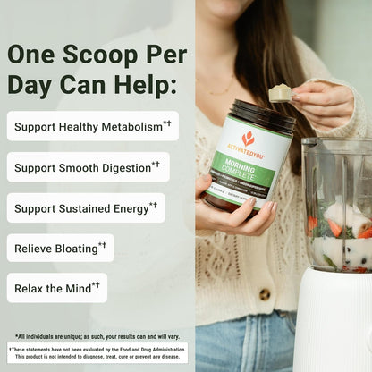 ACTIVATEDYOU Morning Complete Daily Wellness Greens Superfood Drink Mix for Gut Health w/Prebiotics, Probiotics, Antioxidants, Green Superfoods, 10 Billion CFUs